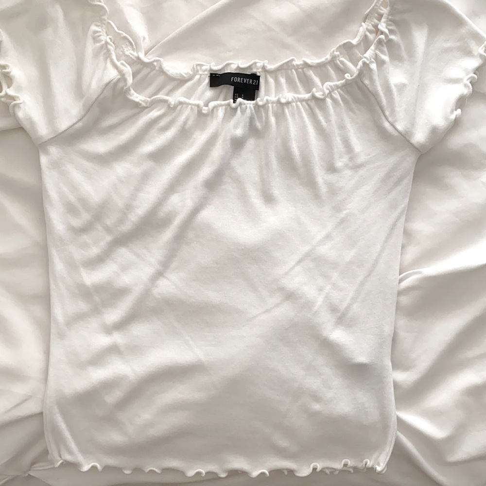 White Scalloped Crop Top